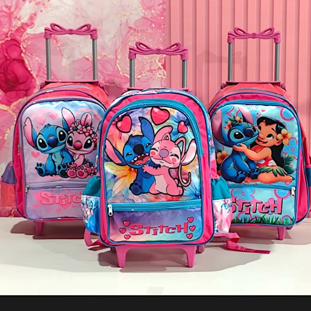 Mochila Escolar - 3 Bolsos - Rodinha - Menino - Menina stitch stitch ...
