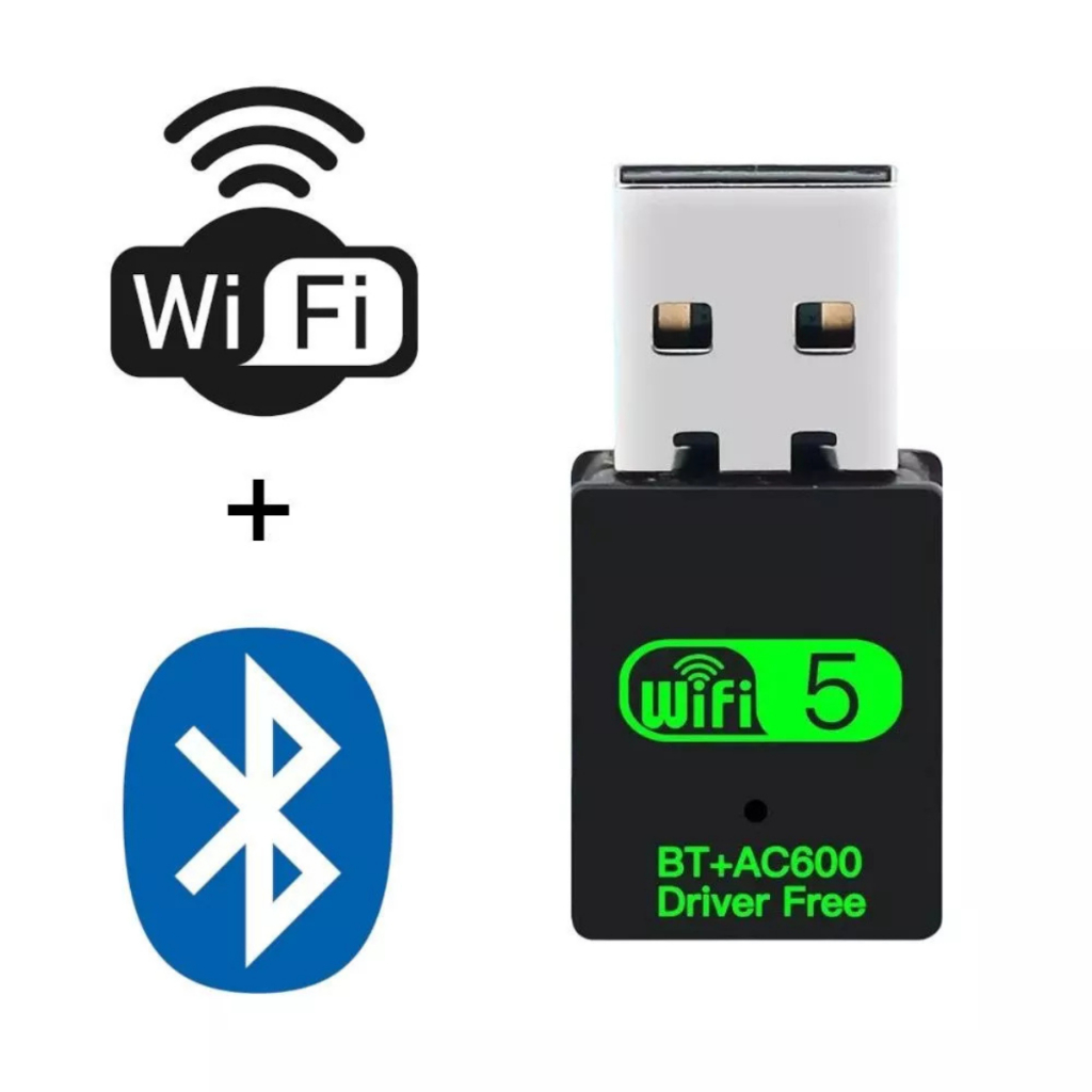 Adaptador WiFi Bluetooth 2 Em 1 Receptor USB De 600 Mbps 2.4G V5.0 ...