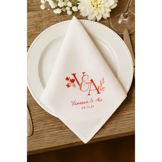 KIT COM 50 Guardanapo Personalizado com Nome e Iniciais para Casamento, Bodas, Aniversário e Festa