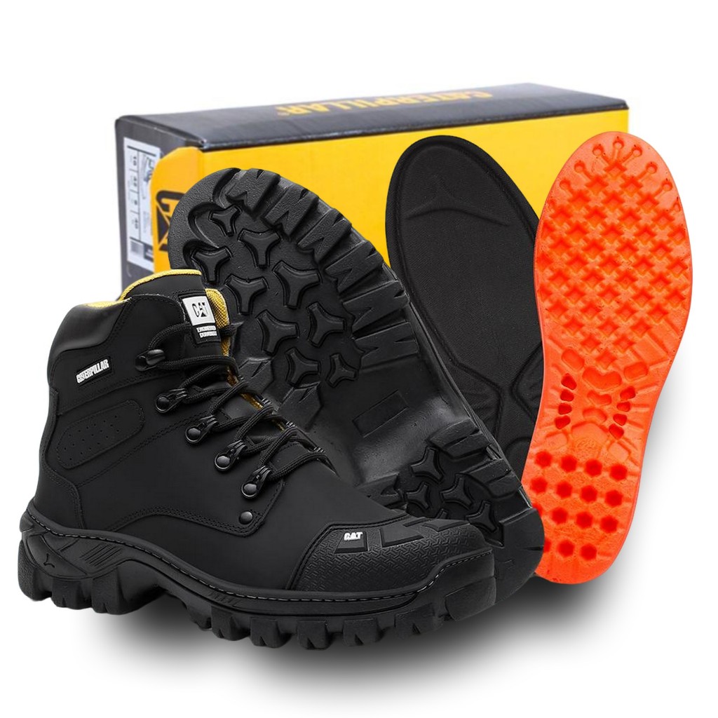 Bota CAT Masculina para Trabalho Tênis Caterpillar Couro Legitimo ...