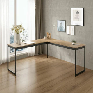 Mesa Em L Escritório Diretor Madeira e Metal Apoio de Canto 150x150