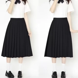 Saia Longa Cosplay Colegial Koreana Pregueada Plissada Lisa