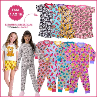 Kit 8 Peças Pijama Menina Inverno e Verão 2 Pijama Verão e 2 Pijama Infantil Inverno 1 ao 16 Algodão em Oferta na Shopee