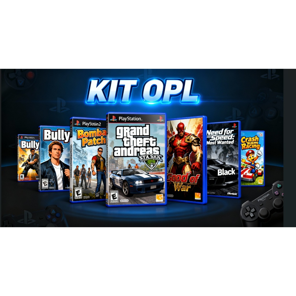 59 JOGOS DE PS2 PENDRIVE 64GB OPL +MEMORY CARD 8MB