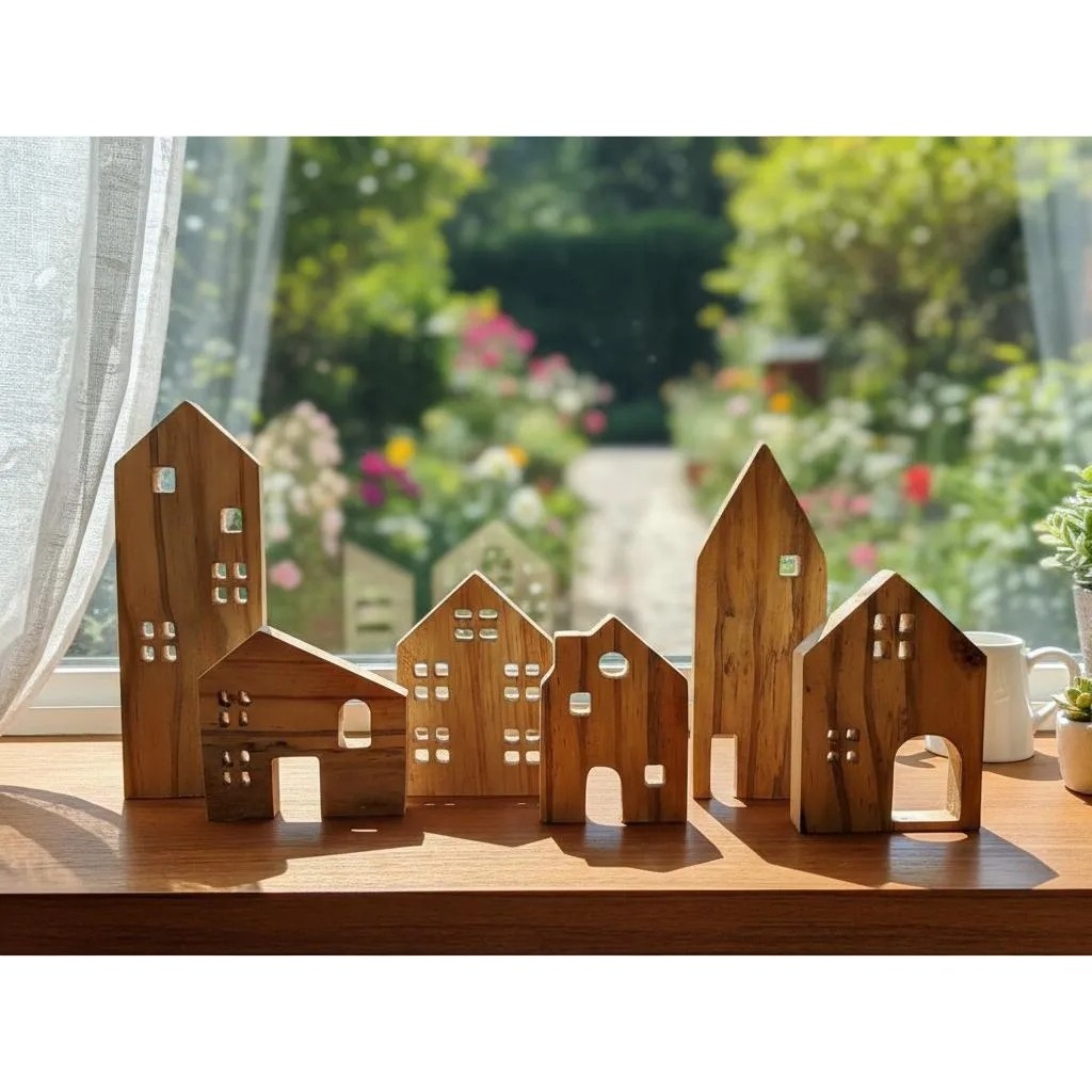 kit 6 casinhas decorativas de madeira pinus decor rústico casa boho artesanato