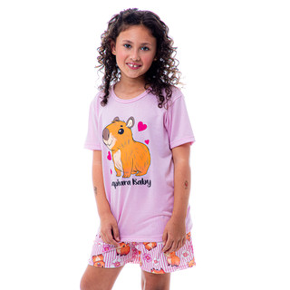 Pijama Feminino de Verão Infantil de Capivara - Roupas de Menina - Estampas Mãe e Filha em Oferta na Shopee