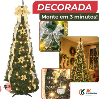 Árvore de natal pinheiro luxo 1,80m decorada enfeites decoração  completa verde c luzes pisca piscas