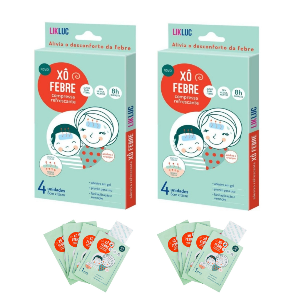 Kit 8 Compressa Adesivo Gel Xô Febre Medicamento Alivia Febre Likluc ...