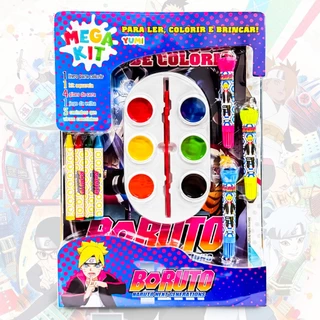Mega Kit Pintura Boruto Naturo - Livro Infantil De Colorir + Canetinhas + Carimbos + Giz + Jogo Educativo Oficial em Oferta na Shopee