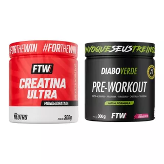 Kit Creatina Ultra Pote 300g + Pré-Treino Diabo Verde Pote 300g - FTW
