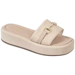 Sandália Feminina Tamanco Flatform Plataforma Enfeite Bridão Metalizado Confortável Estilosa GiGiL em Oferta na Shopee
