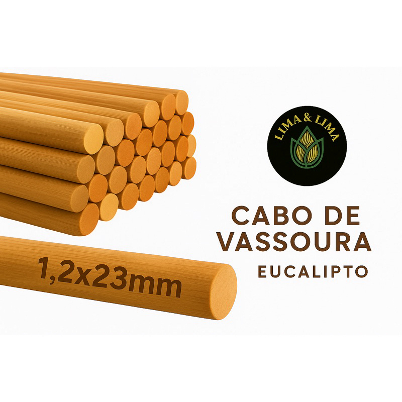 Kit 10 Cabos de Vassoura em Eucalipto – 23mm x 1,20m