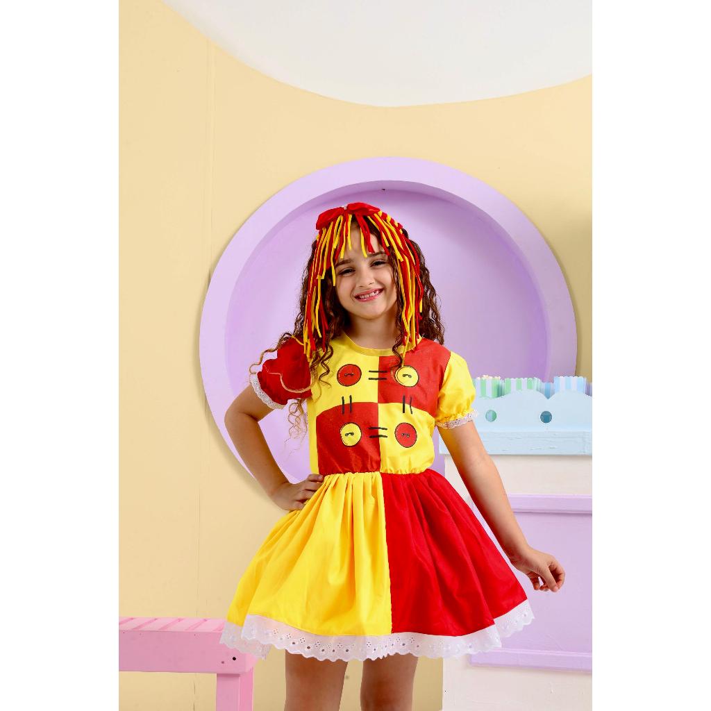 Fantasia Infantil Emília Sitio Do Picapau Amarelo Completa | Shopee Brasil