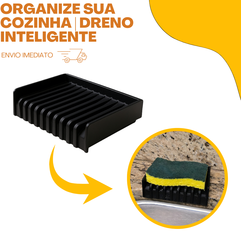 Suporte de Pia com Dreno p/ Esponja – Organizador de Cozinha Compacto, Evita Água Parada