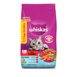 Ração Whiskas Gato Castrado Carne Premium 10kg Longa Validade Embalagem Original
