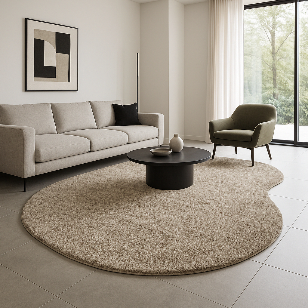 Tapete Macio 2,0 mts Oval Orgânico Formato Feijão Sala Moderna