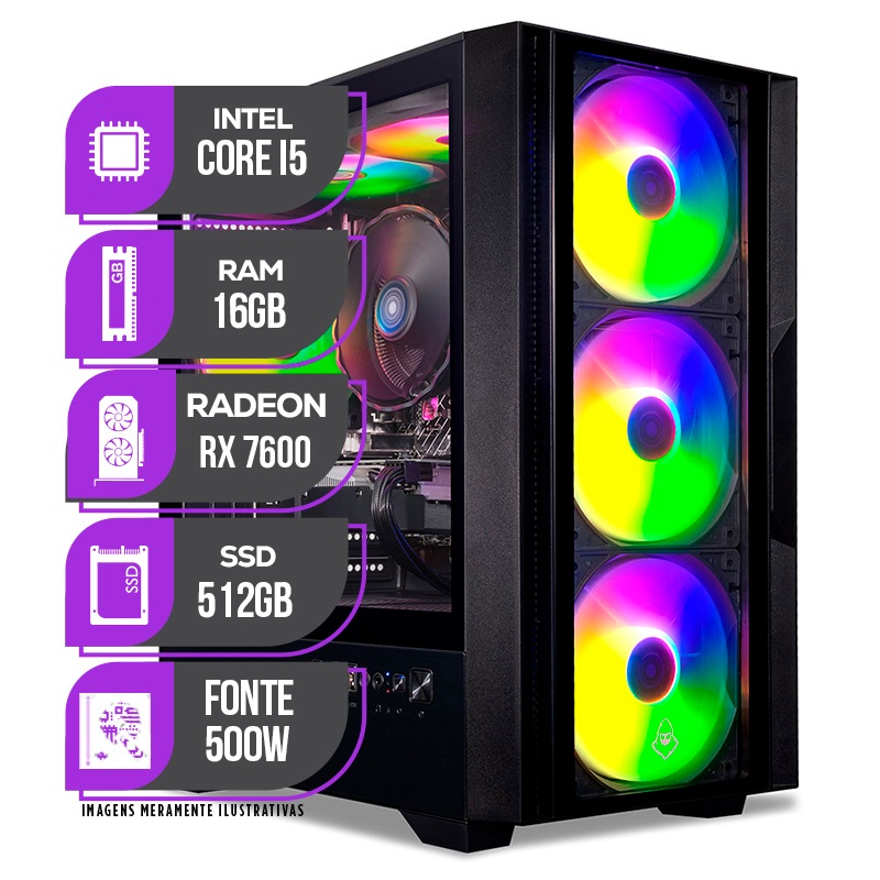 PC Gamer Mancer, Intel i5-10400F, RX 7600 8GB, 16GB DDR4, SSD M.2