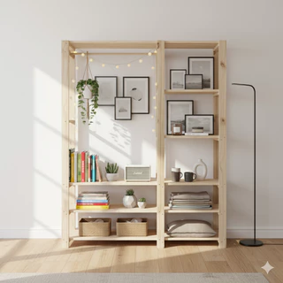 Estante Dupla Armário Guarda Roupa Aberto Madeira Organizador Arara Prateleira Cabideiro 170x110