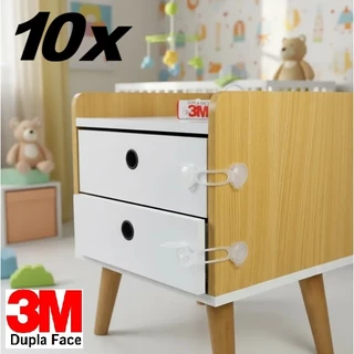 10 Travas Gaveta Segurança Bebê Transparente - Fixação 3M em Oferta na Shopee