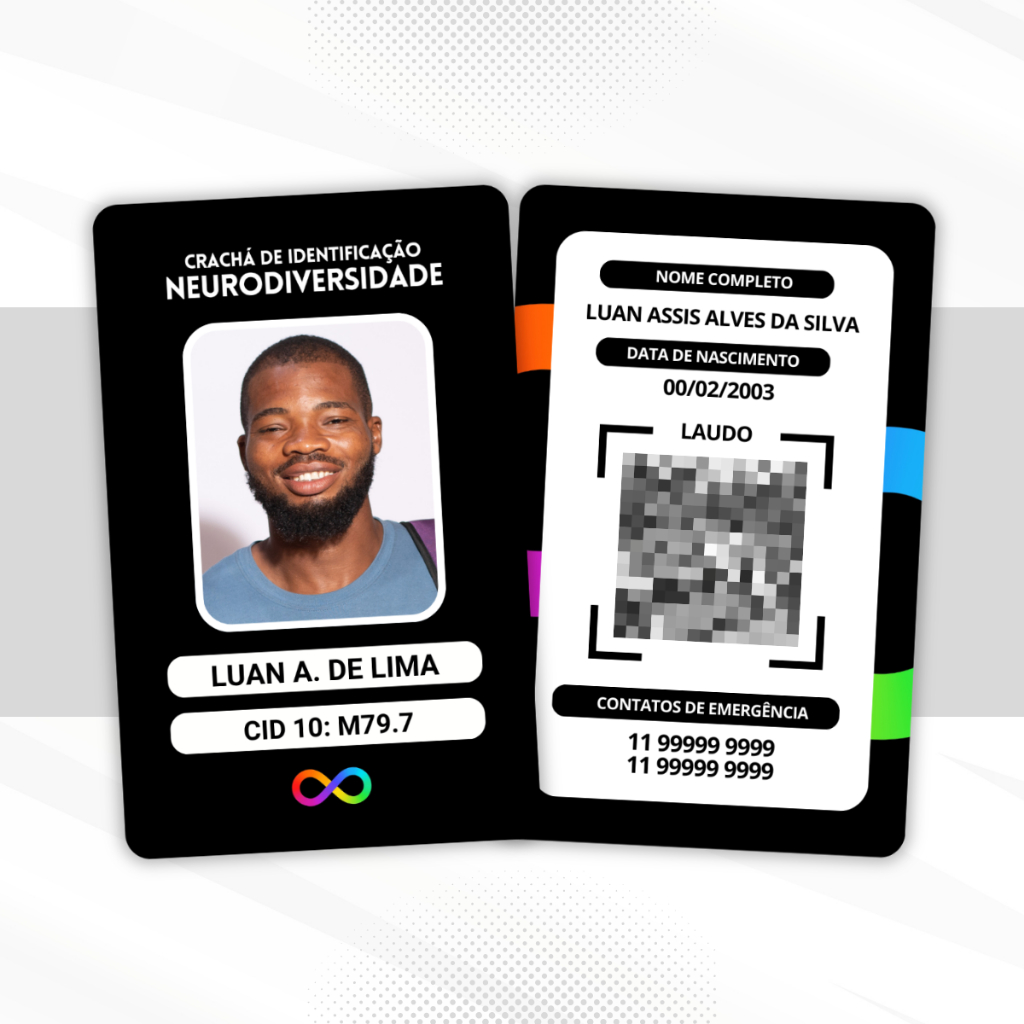 Crachá Neurodiversidade PVC com Laudo em Qrcode - Crachá Personalizado - Não oficial