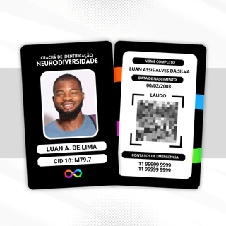 Crachá Neurodiversidade PVC com Laudo em Qrcode - Crachá Personalizado - Não oficial