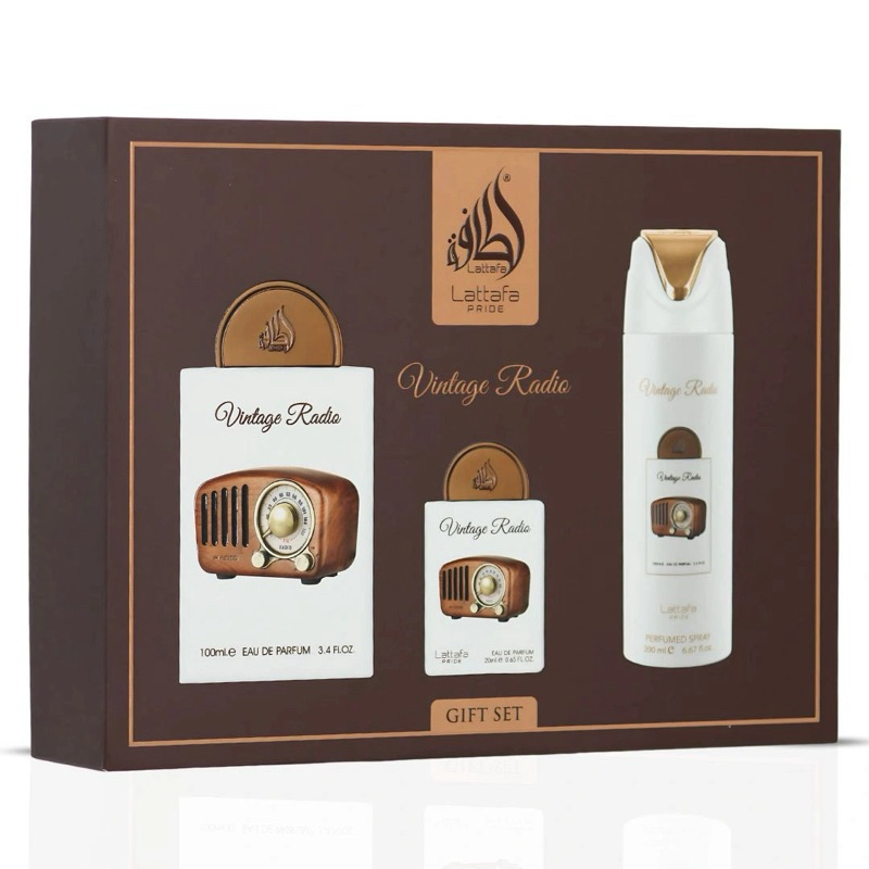 Lattafa Pride Vintage Radio ギフトセット 香水 Kit Lattafa Pride Vintage Radio Gift Set - 3 em 1 - Eau de Parfum