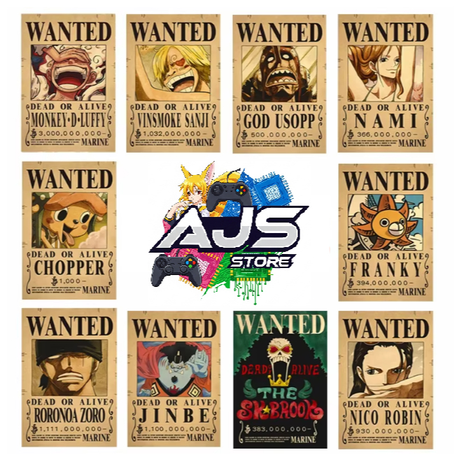 Posters de procurado (Wanted) One Piece 📜🏴‍☠️ | Shopee Brasil