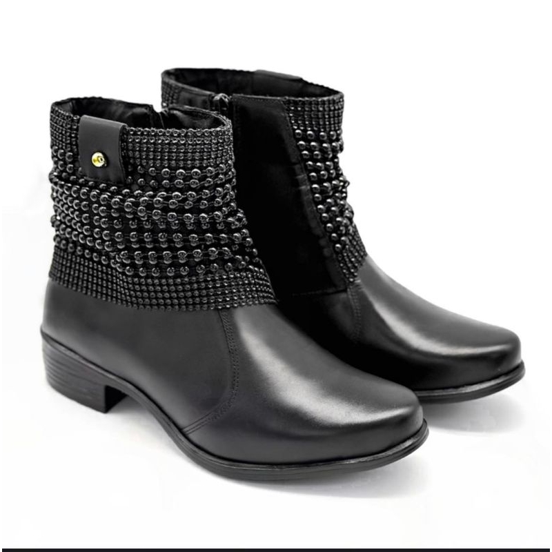 Bota Feminina Cano Curto Couro Legítimo e Sola de Borracha | Shopee Brasil