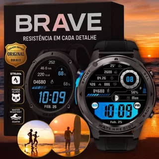 Smartwatch Wearzone Brave 49mm AMOLED GPS 5ATM IP69K Prova D'Água Notificações Bluetooth Preto