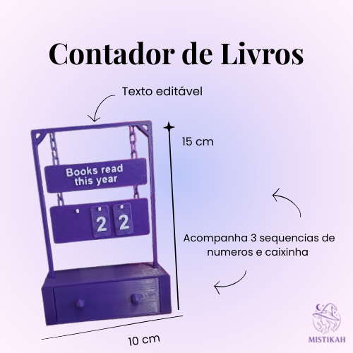 Contador (de Livros) Suspenso com Armazenamento de Números - Contador de Livros Lidos - Decorativo