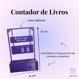 Contador (de Livros) Suspenso com Armazenamento de Números - Contador de Livros Lidos - Decorativo