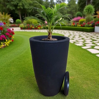 Vaso para Planta ou Flor Grande Jardim Varanda Sala Coluna Jateada N1 com prato coletor