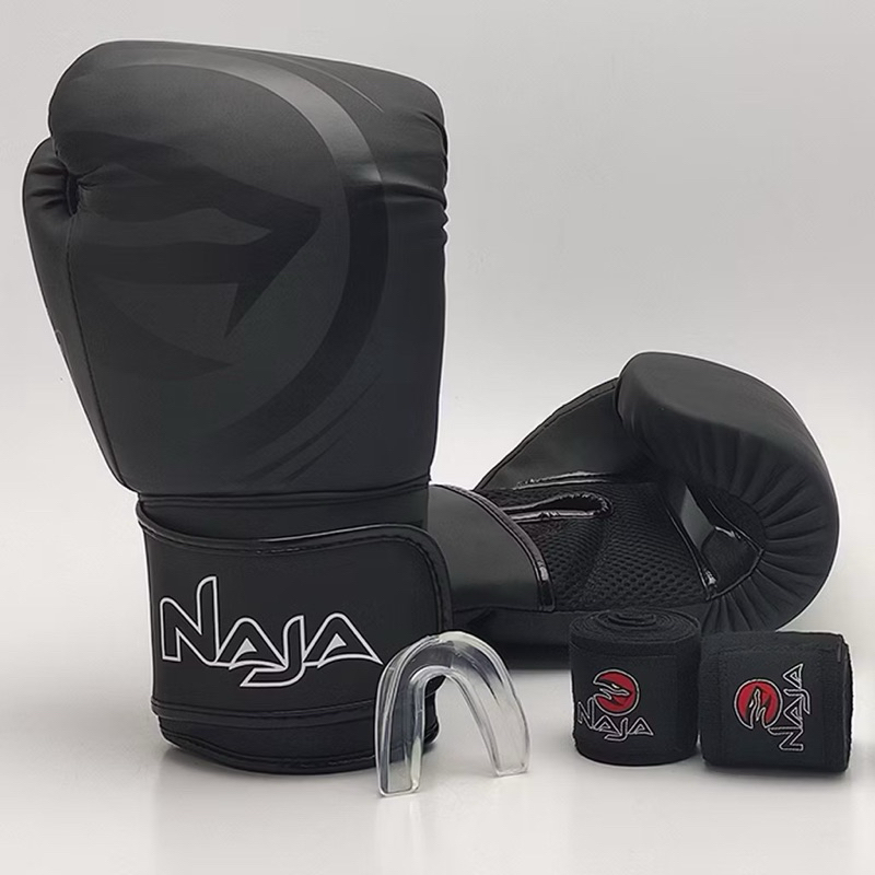 Kit Completo Luva de Boxe Naja Black /Luva de Muay Thai Naja + Bandagem ...