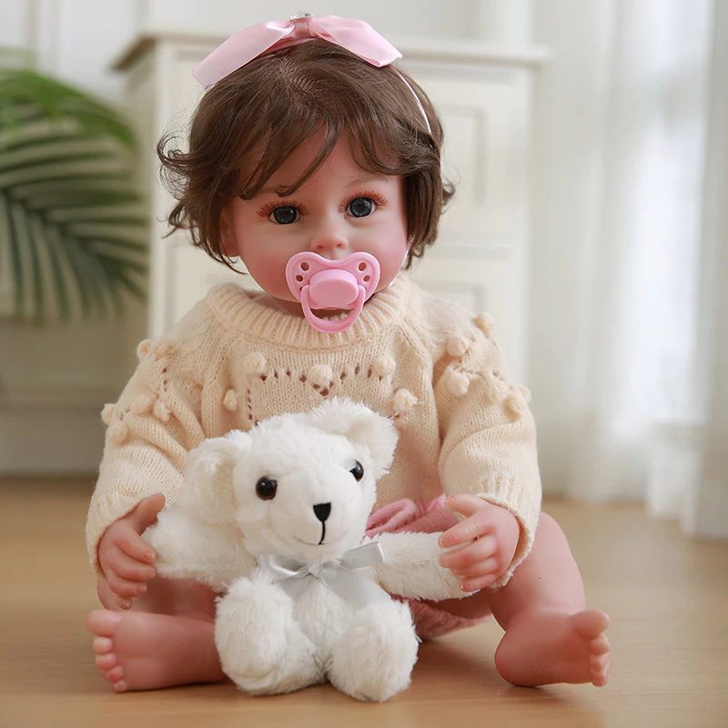 Bebê Reborn Boneca Silicone Pintado Realista Menina 55cm Filhote de ...