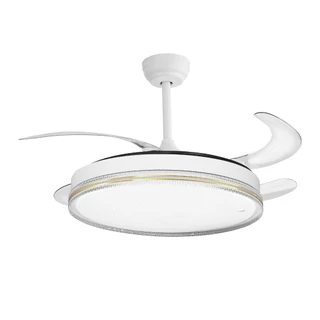 COIBEU 4Pás Retráteis Ventilador Teto Silencioso com LED Multicolorido, Spotline, Temporizador & Abajur Estrelante