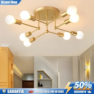 Pendente Lustre Moderno 8 Lampadas De Teto Semi-Embutida para sala salão cozinha quarto e comercio