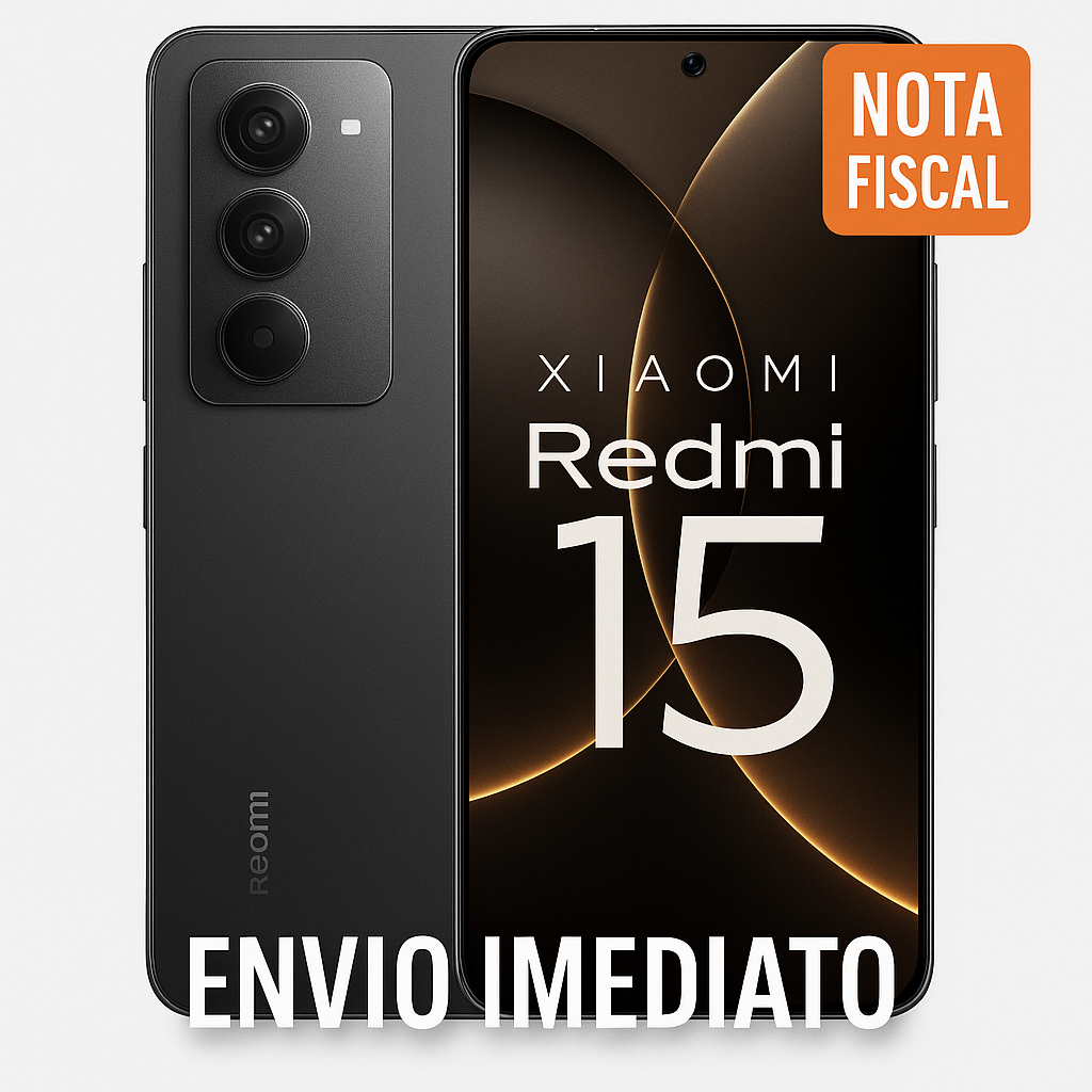 Lançamento 2025 Smartphone Redmi 15 Global Tela 144Hz 50MP camera IA integrada bateria 7000mAh