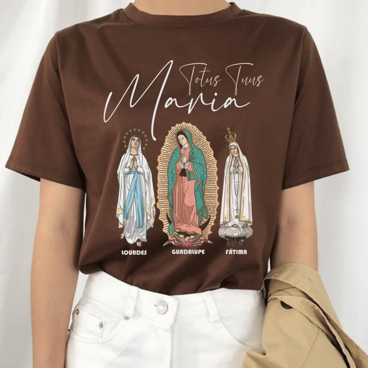 Camiseta Católica Fatima Lourdes Guadalupe Unissex 100% Algodão