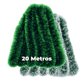 Kit 20 Metros Festão Verde Natal Árvore Enfeite Decoração