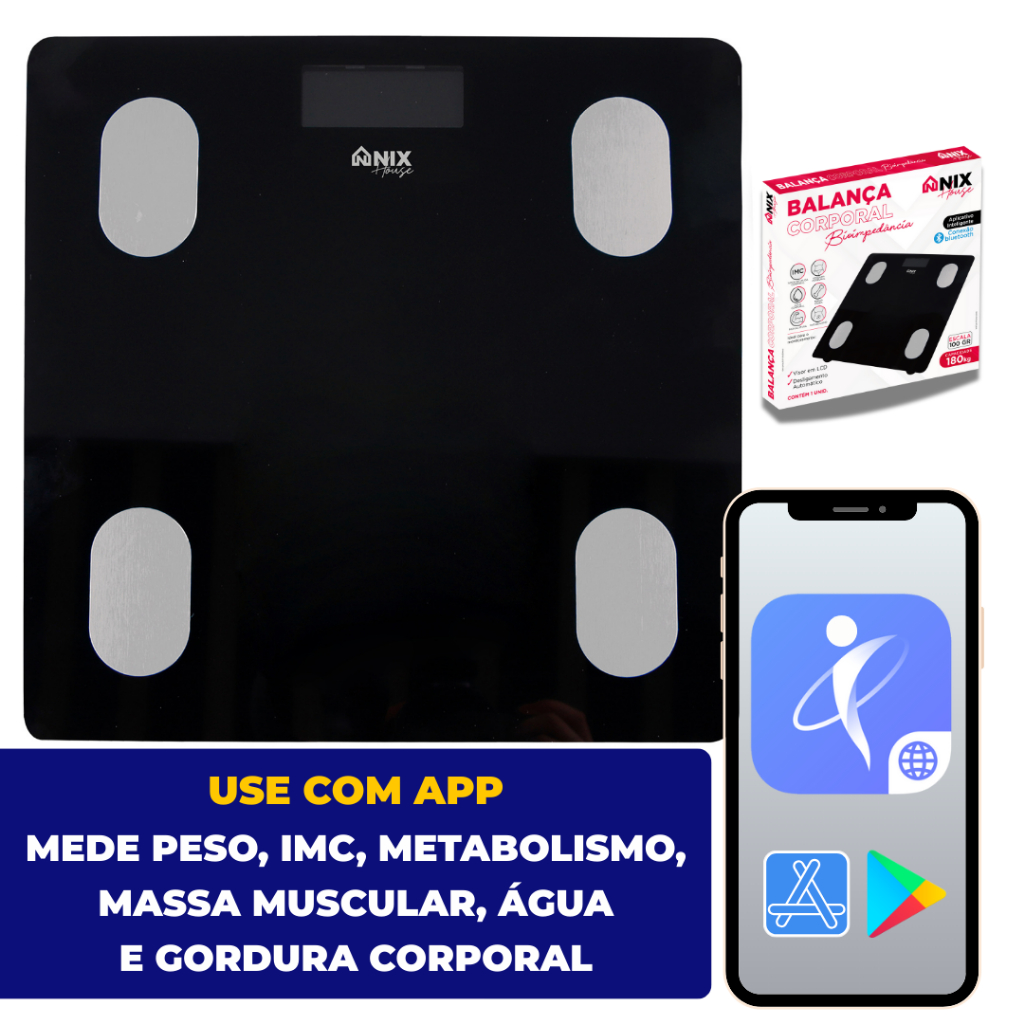 Balança Digital Medidora Corporal Bioimpedância Até 180kg