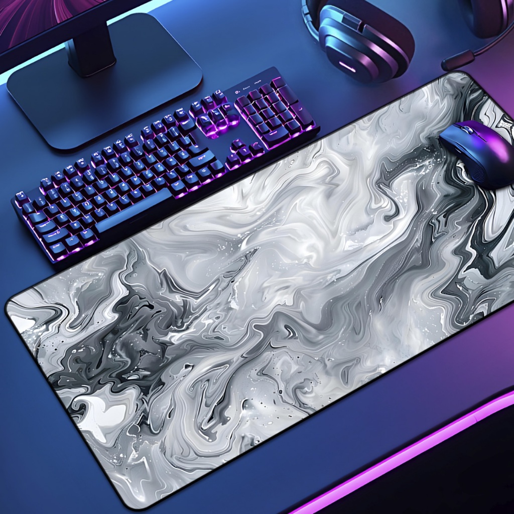 Mouse Pad Grande Gamer Abstrato 65x30 70x35 80x35 90x40 90x50 120x60 Antiderrapante Borda Costurada