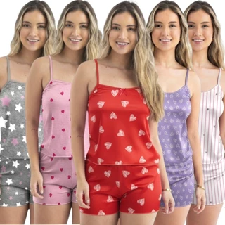 Kit Conjuntos Pijama Baby Doll Short Doll Estampado Sem Bojo Original Conjunto Pijama Exclusivo em Oferta na Shopee