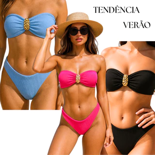 BIQUÍNI FEMININO TOMARA QUE CAIA AMARRAÇÃO NO PESCOÇO CALCINHA ASA DELTA  - ELEGANTE LOOK PRAIA em Oferta na Shopee