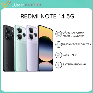 Redmi Note 14 5G, 256GB/8GB RAM, Câmera 108MP, Processador Dimensity 7025-Ultra, Bateria 5110mAh, Versão Global