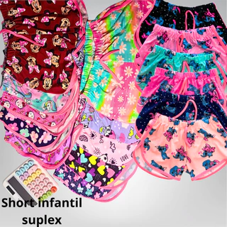 Kit short verão infantil estampas coloridas menina