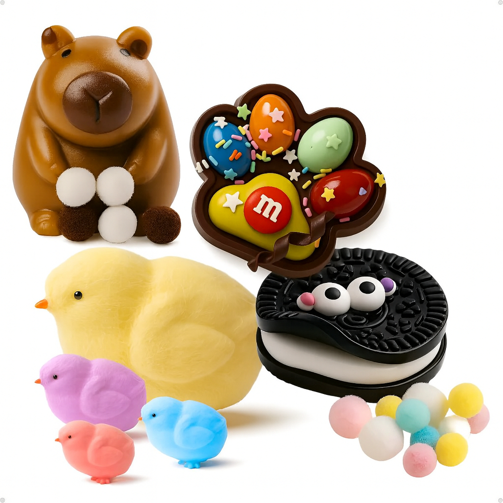 Kit Brinquedos Squishy de Apertar Sensorial Antiestresse Bichinho Capivara Pintinho Bolacha Oreo Fidget Toy