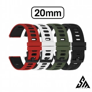 Pulseira Esportiva 20mm Silicone Premium Ajustável Relógio Smartwatch Cores Preto Branco Verde Militar Vermelho