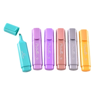 Kit 6 cores Jogo de Marca Texto Metalizado Papelaria Fofa em Oferta na Shopee