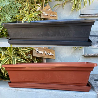 Kit 2 Floreira Para Plantas 58cm Com Prato Jardineira Sacada Vaso