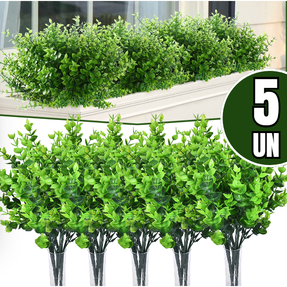 Kit 5 Buques Folhagem Artificial Eucalipto Decoração Para Arranjo Casamentos e Eventos